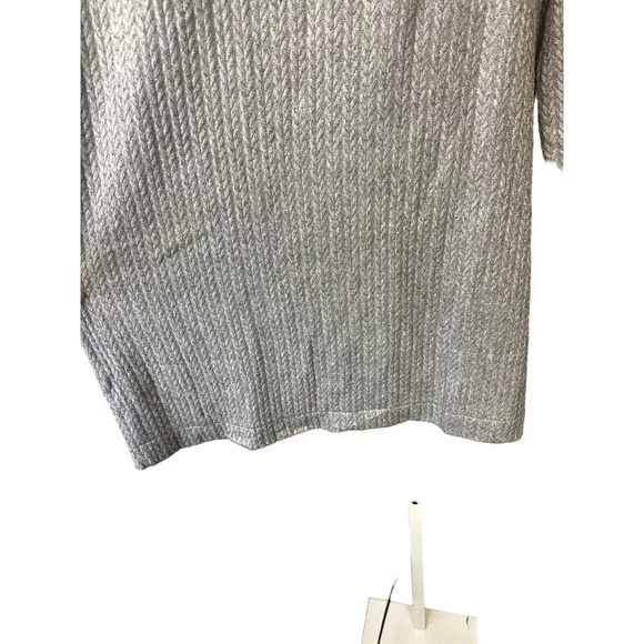Mango Knit Heather Gray Chevron Ribbed Mock Neck Sweater Mini Dress Womens S NWT - Picture 4 of 11